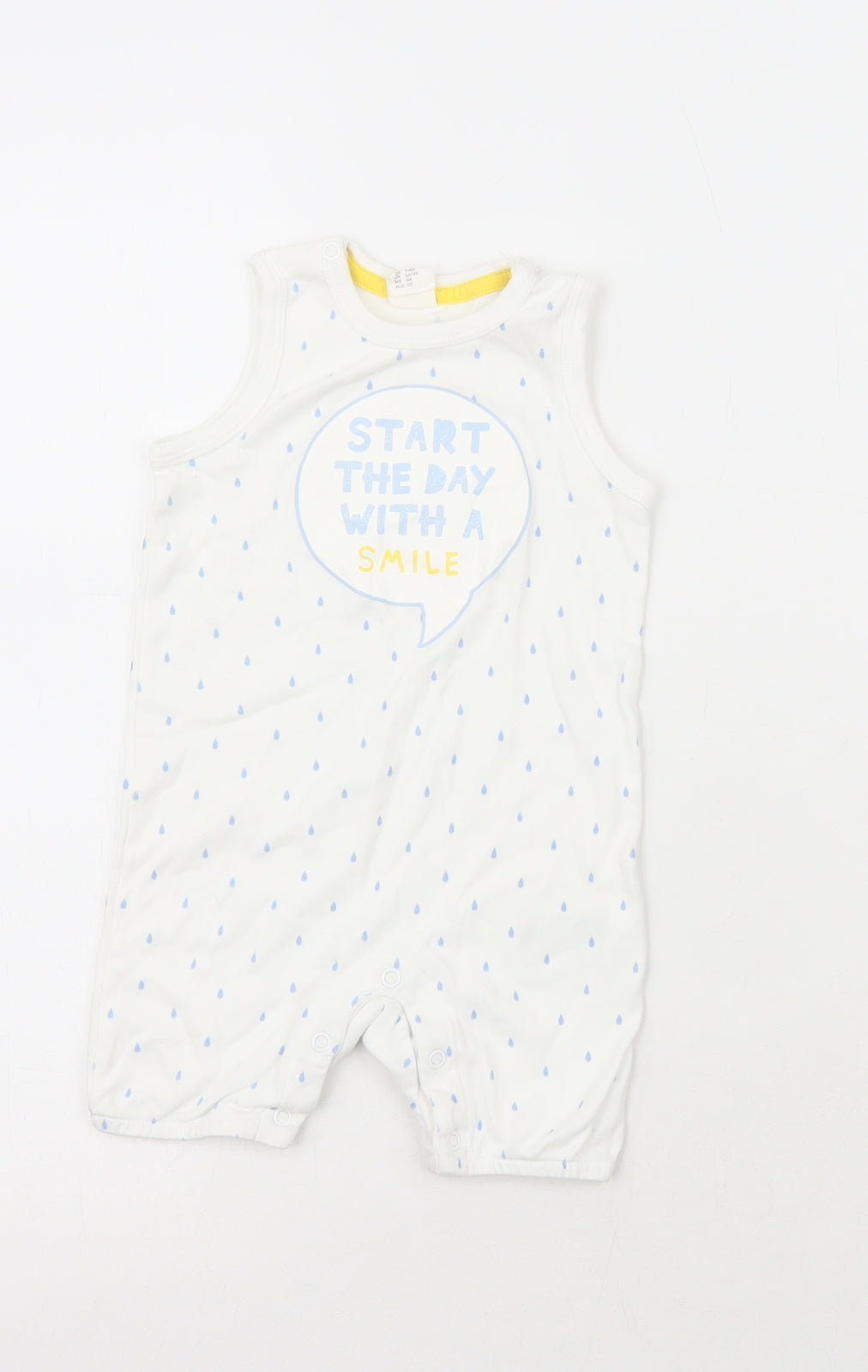 H&M Baby White  100% Cotton Babygrow One-Piece Size 3-6 Months   - Start the day with a smile