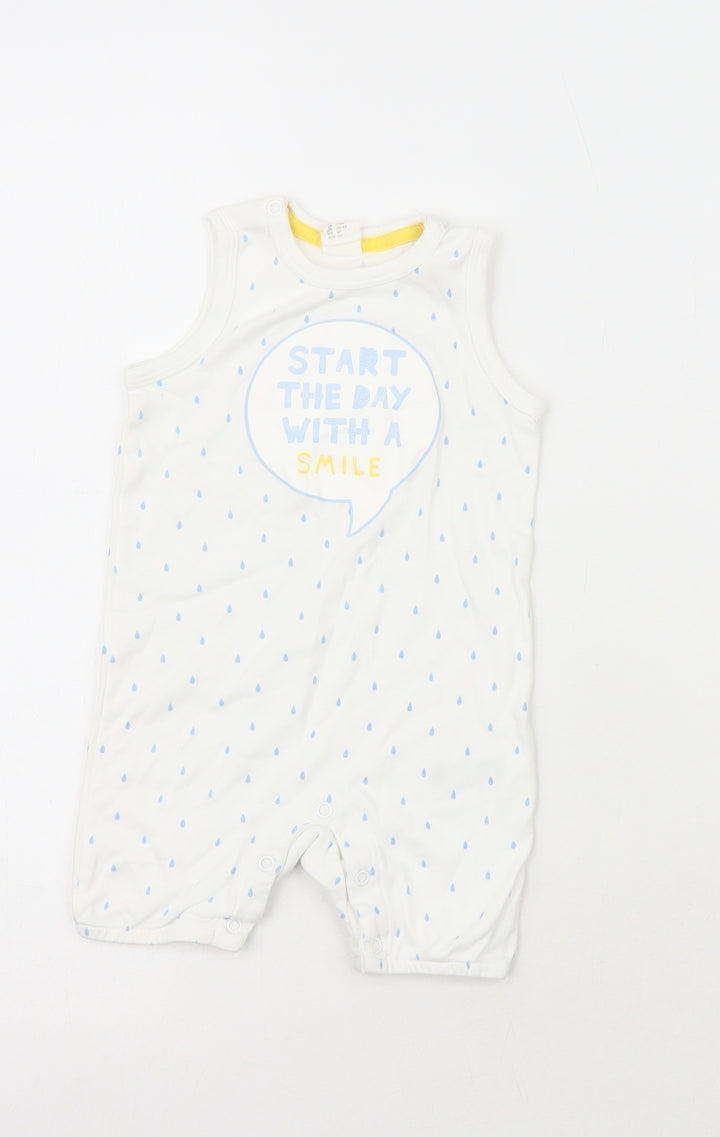 H&M Baby White  100% Cotton Babygrow One-Piece Size 3-6 Months   - Start the day with a smile