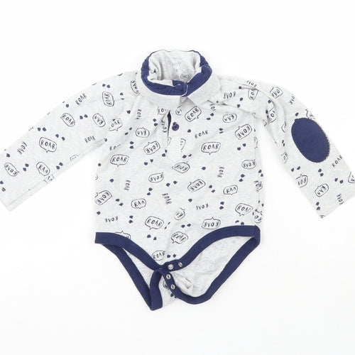Preworn Boys Grey  Polyester Babygrow One-Piece Size 3-6 Months   - Roar