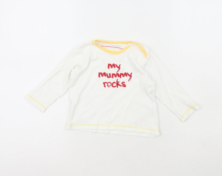 Preworn Girls White 100% Cotton Basic T-Shirt Size 9-12 Months Crew Neck - My Mummy Rocks