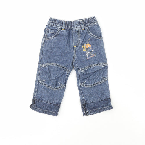 Bimbus   Boys Blue  100% Cotton Pedal Pusher Jeans Size 6-9 Months   - Sport Top Tiger