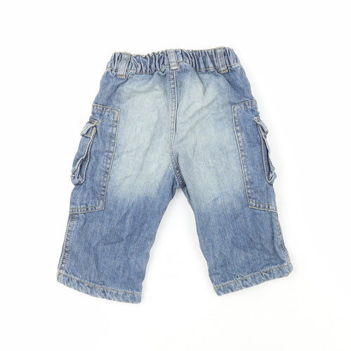 Bam Bib el Boys Blue  100% Cotton Pedal Pusher Jeans Size 6-9 Months   - London