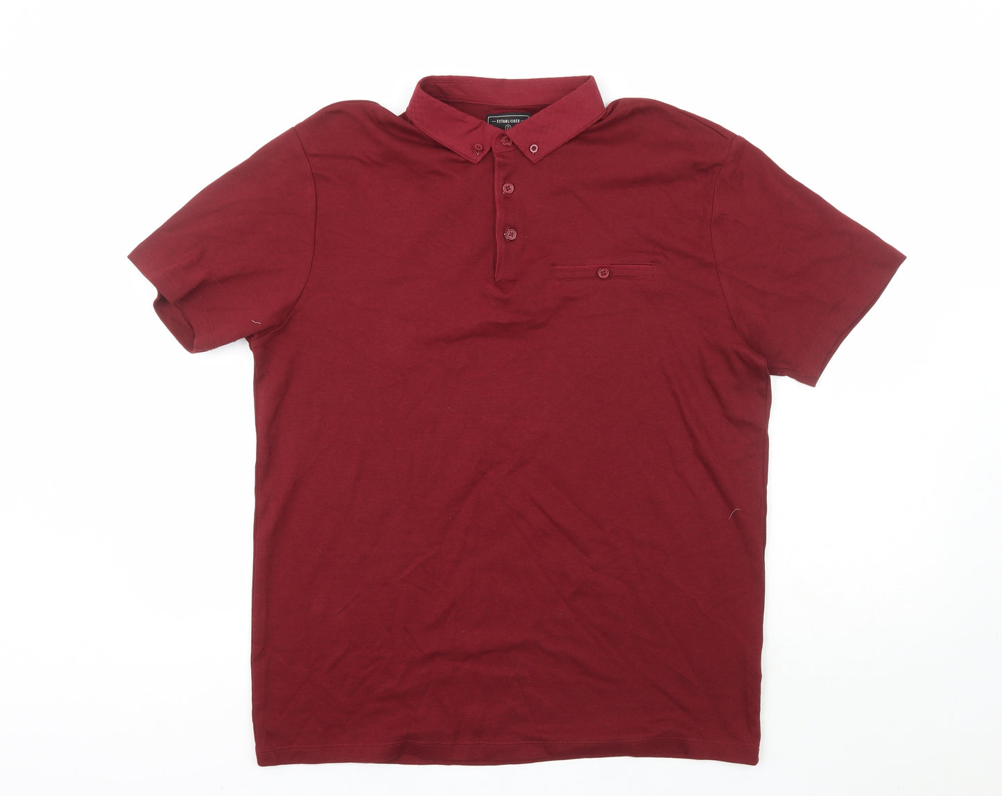 Peacocks Mens Red  100% Cotton  Polo Size L Collared