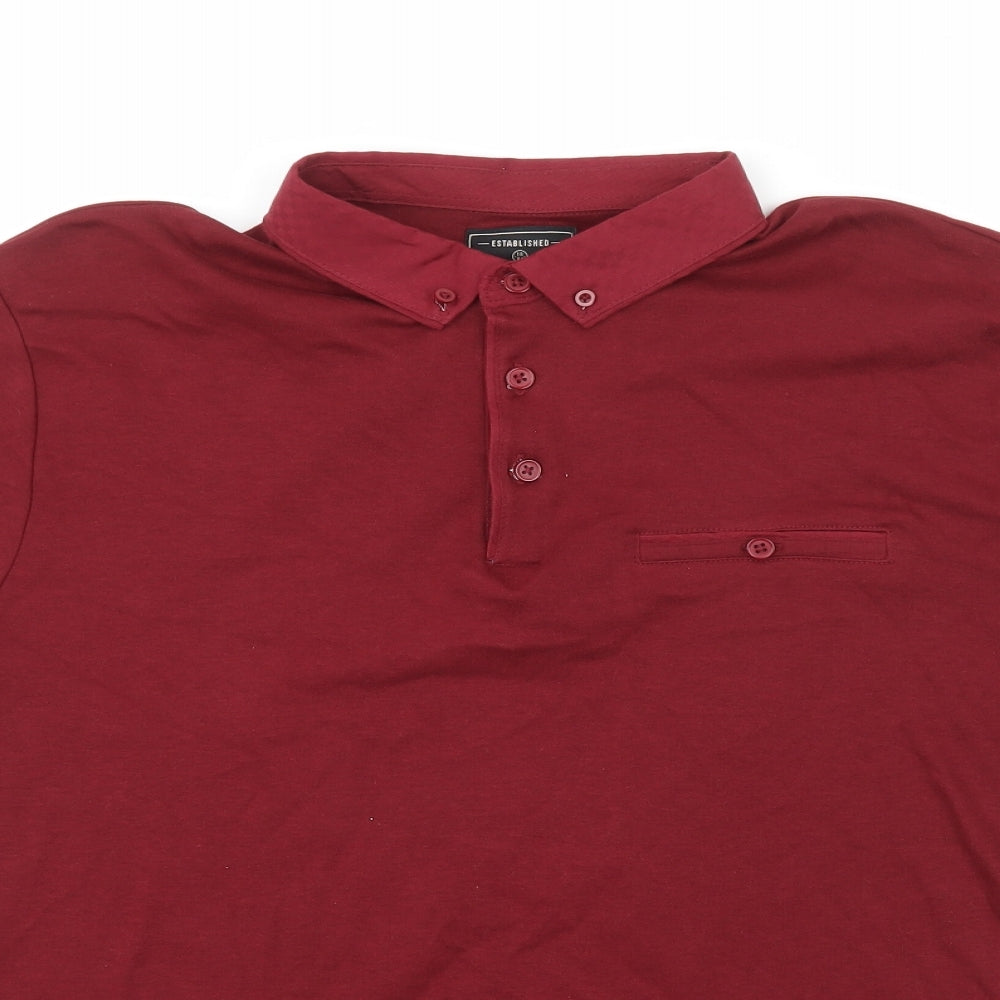 Peacocks Mens Red  100% Cotton  Polo Size L Collared