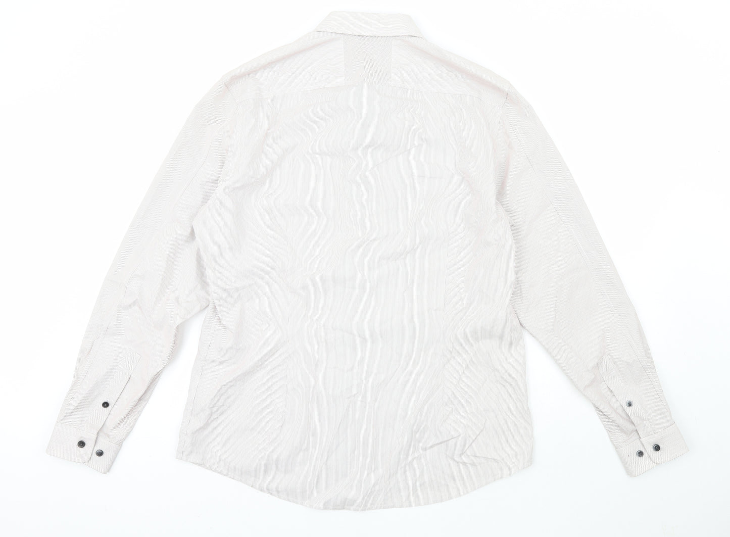 Burton Mens Grey Striped Cotton  Button-Up Size L Collared