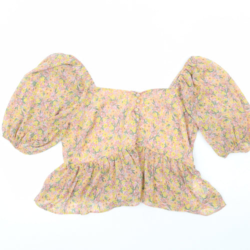 New Look Womens Multicoloured Floral Polyester Basic Blouse Size 14 Off the Shoulder