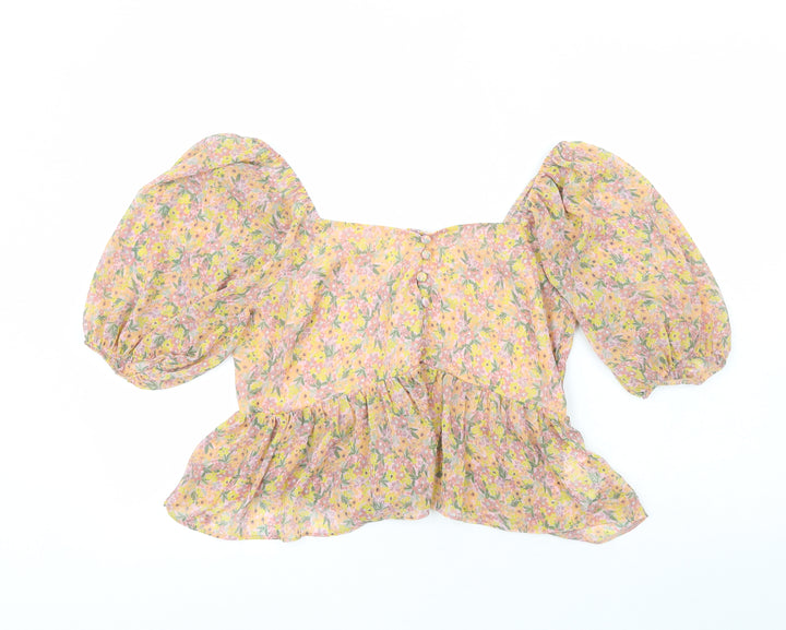 New Look Womens Multicoloured Floral Polyester Basic Blouse Size 14 Off the Shoulder