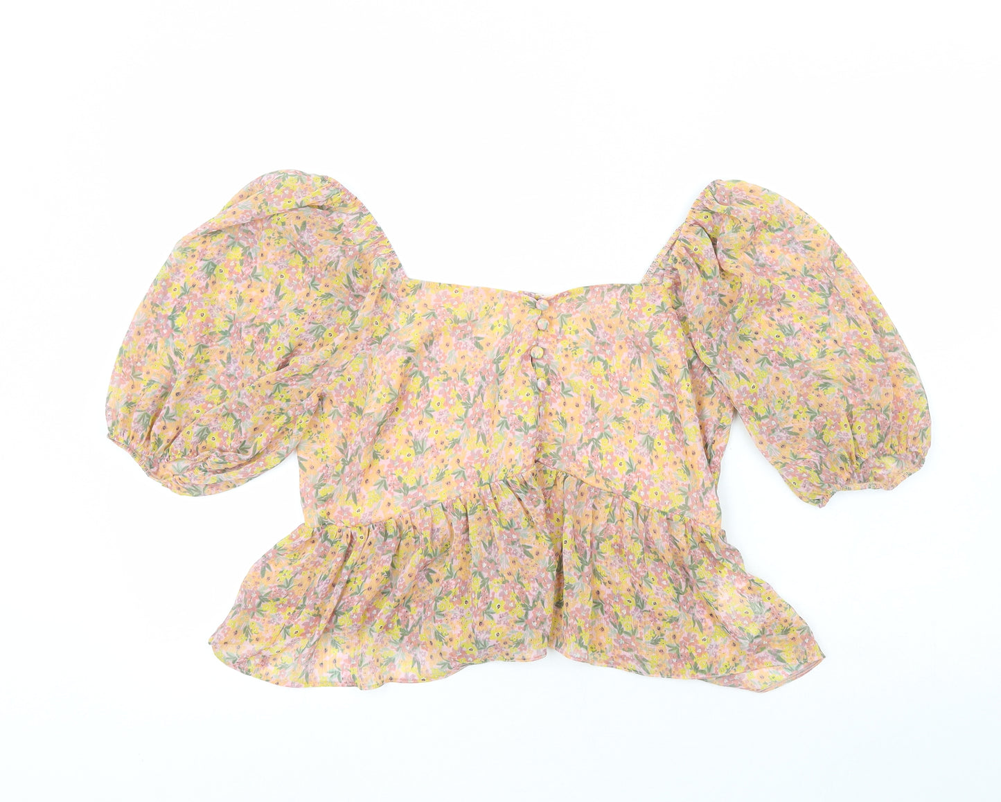 New Look Womens Multicoloured Floral Polyester Basic Blouse Size 14 Off the Shoulder