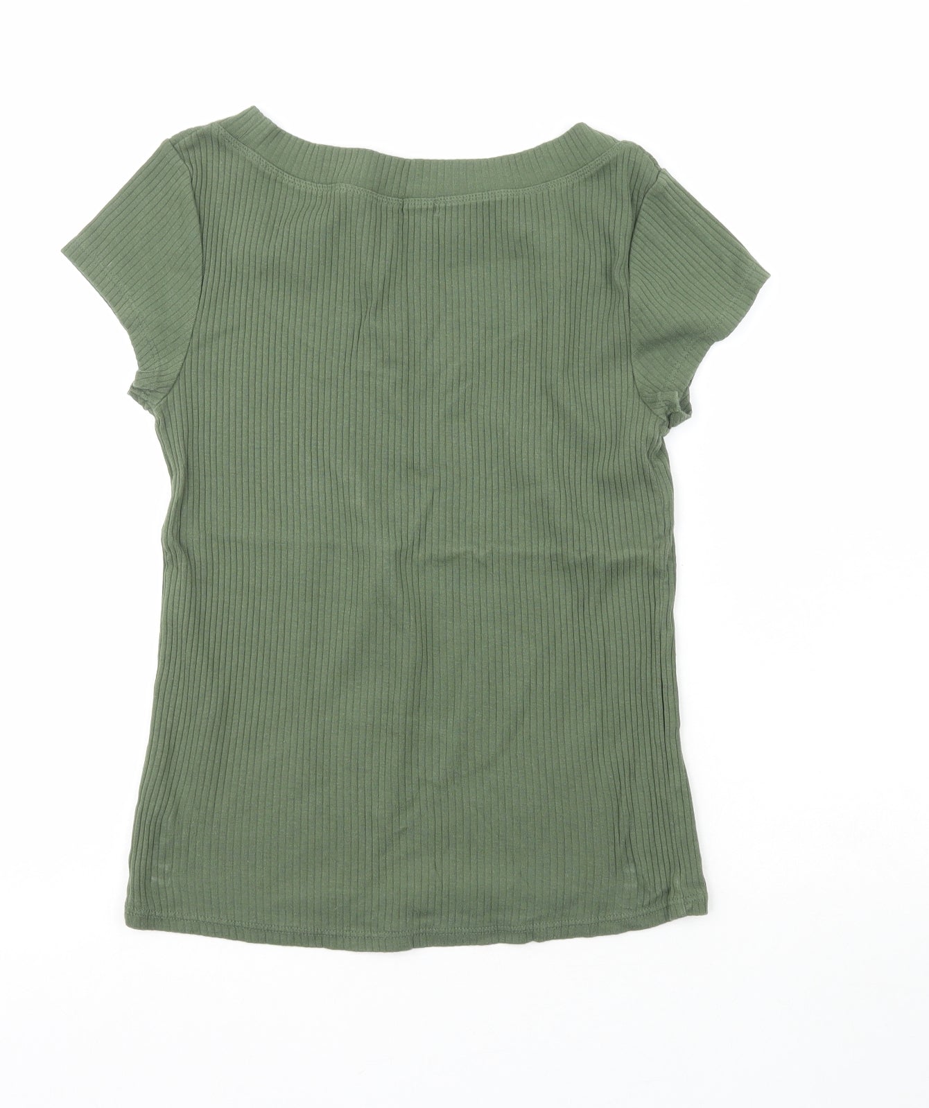 River Island Womens Green  100% Cotton Basic T-Shirt Size 12 Scoop Neck