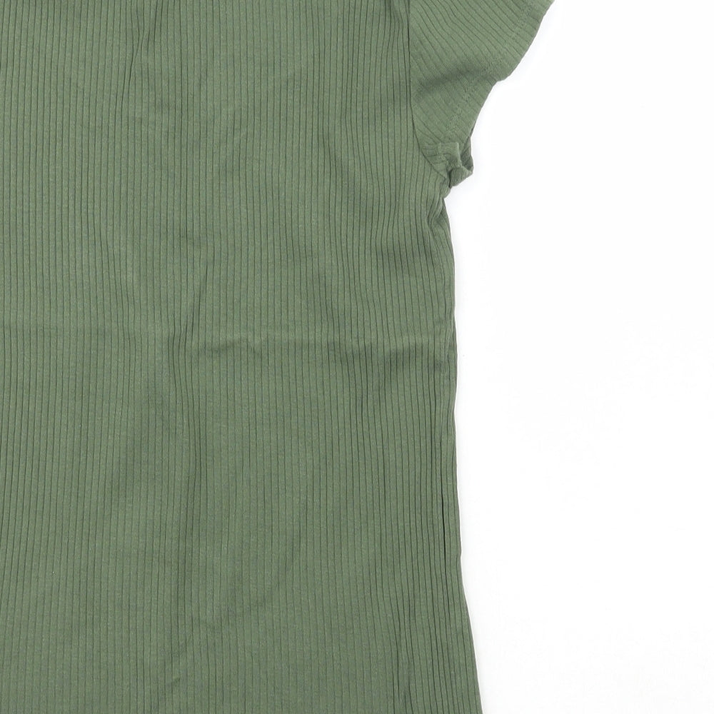 River Island Womens Green  100% Cotton Basic T-Shirt Size 12 Scoop Neck