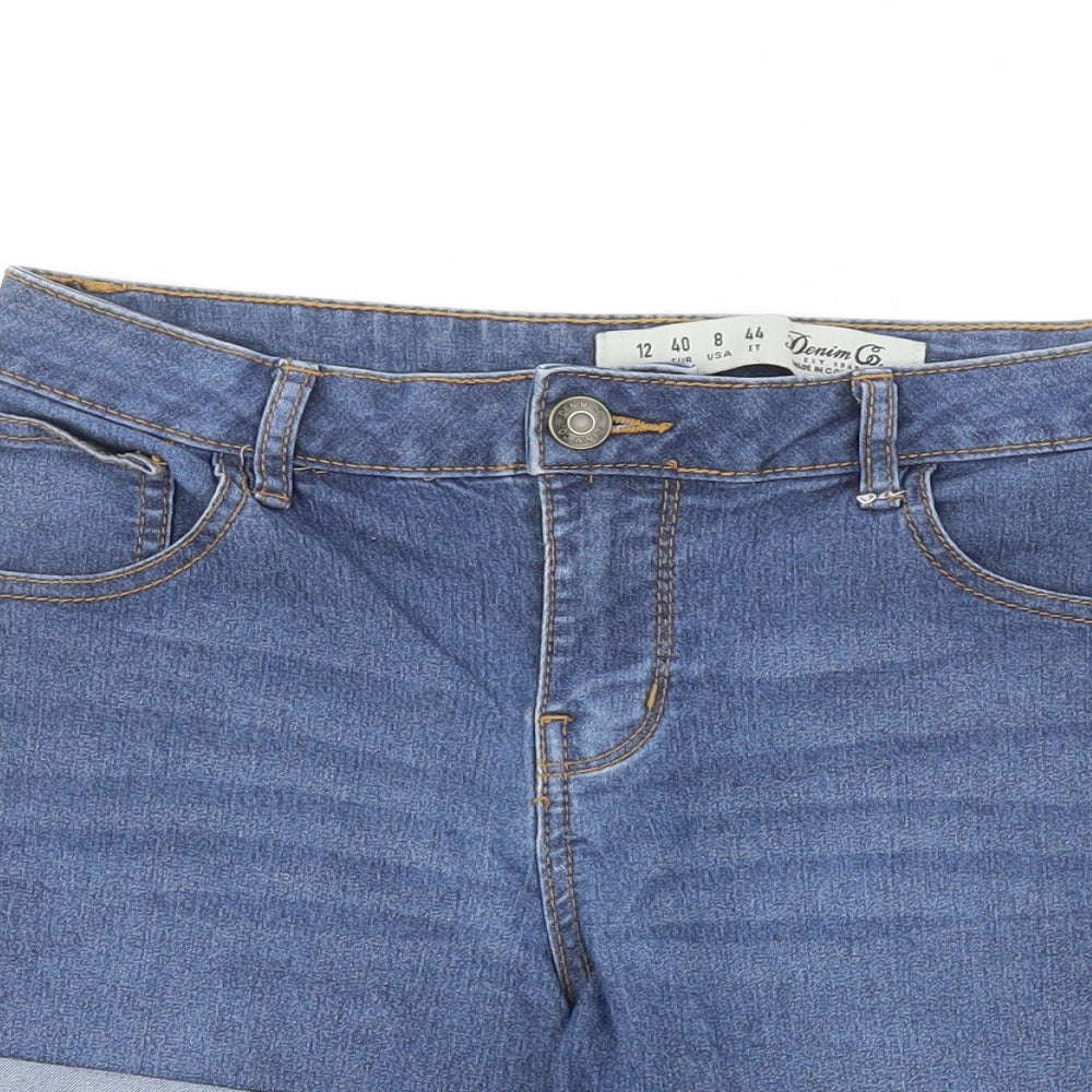 Primark Womens Blue  Cotton Cut-Off Shorts Size 12 L3 in Regular