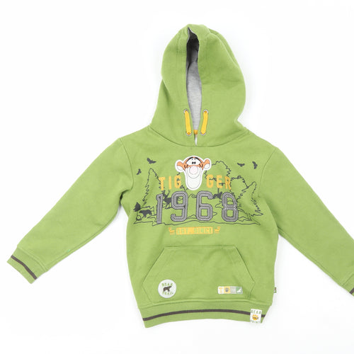 Disney Boys Green  Cotton Pullover Hoodie Size 5-6 Years   - Tiger 1968