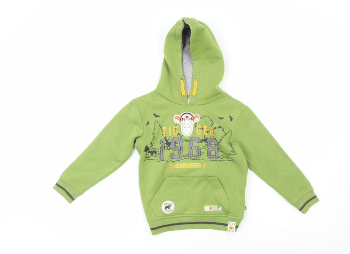 Disney Boys Green Cotton Pullover Hoodie Size 5-6 Years - Tiger 1968