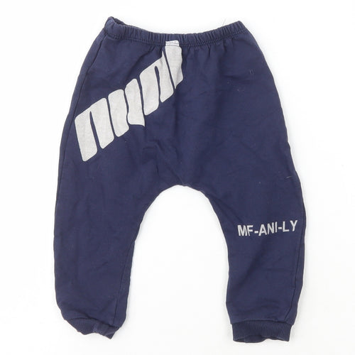 Anilco Boys Blue  100% Cotton Jogger Leggings Size 18 Months   - MF-ANI-LY