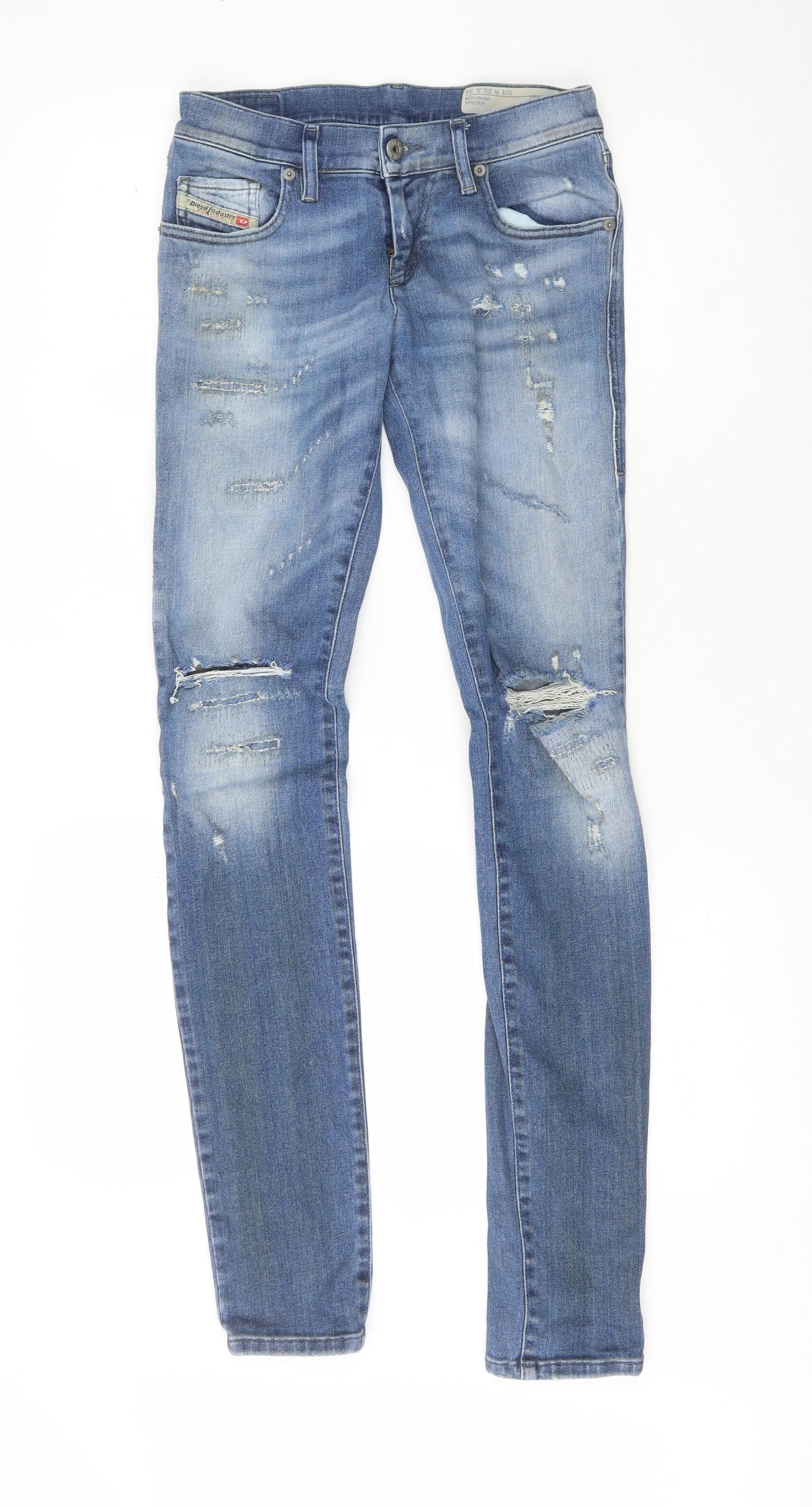 Diesel Mens Blue  Elastane Straight Jeans Size 25 in L32 in Regular
