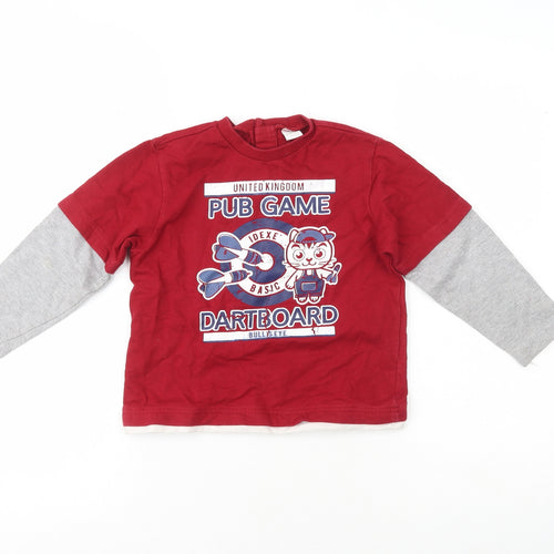 Preworn Boys Multicoloured Crew Neck  100% Cotton Pullover Jumper Size 3 Years   - Pub Game Dartboard