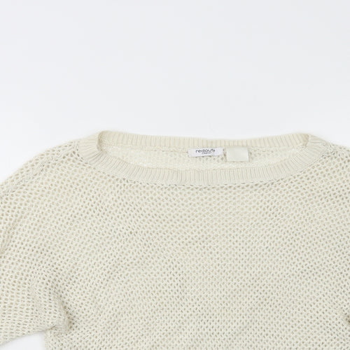 Redoute  Womens Ivory High Neck  Polyester Henley Jumper Size XS