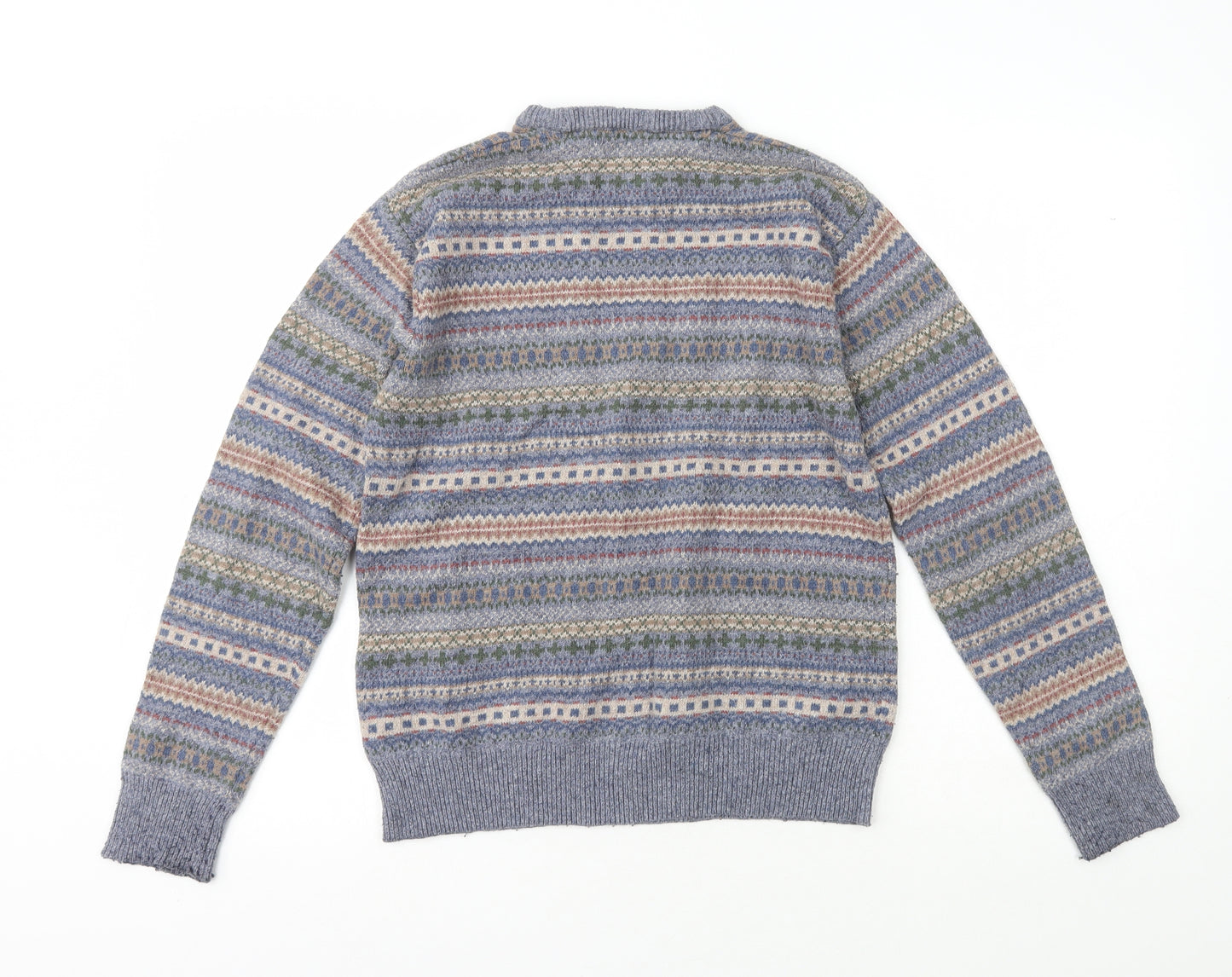 F&F Womens Multicoloured Crew Neck Fair Isle Cotton Pullover Jumper Size S
