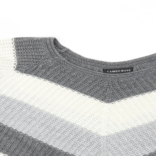 Cameo Rose Womens Multicoloured Scoop Neck Striped Acrylic Pullover Jumper Size S