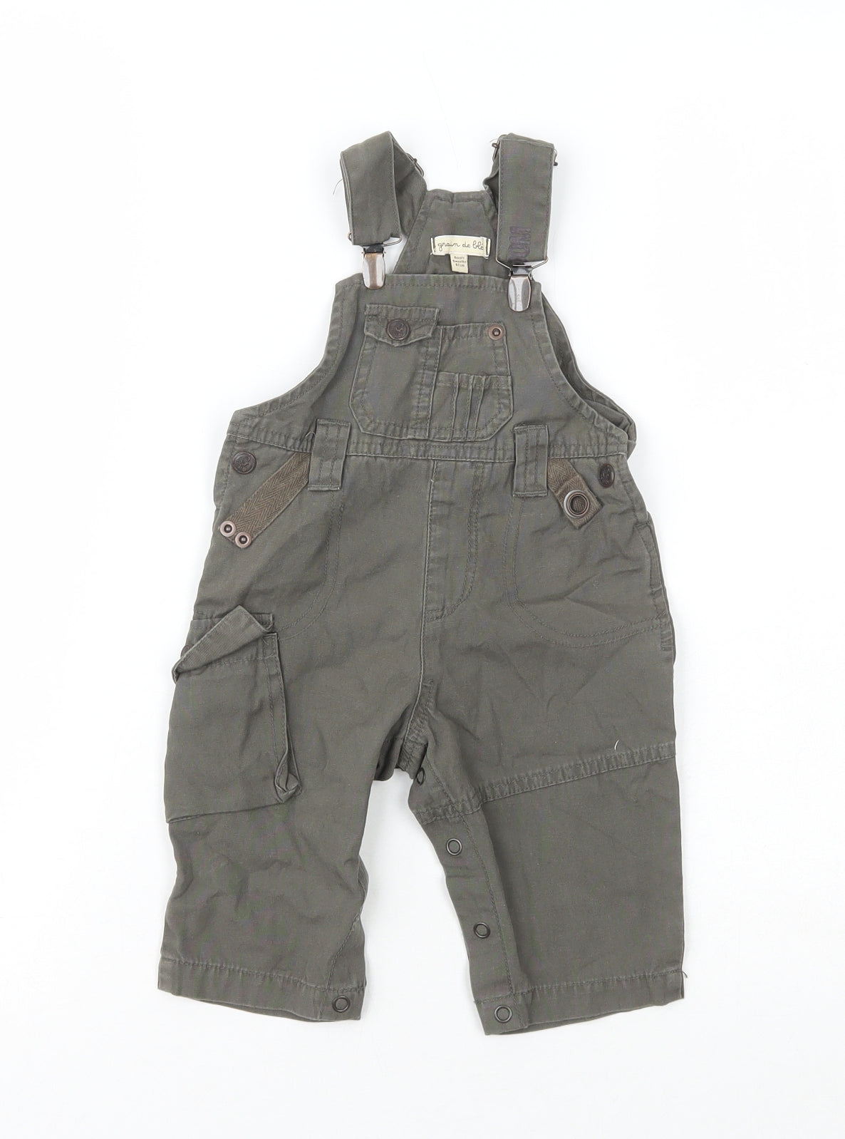 Preworn  Baby Brown  100% Cotton Dungaree One-Piece Size 6-9 Months