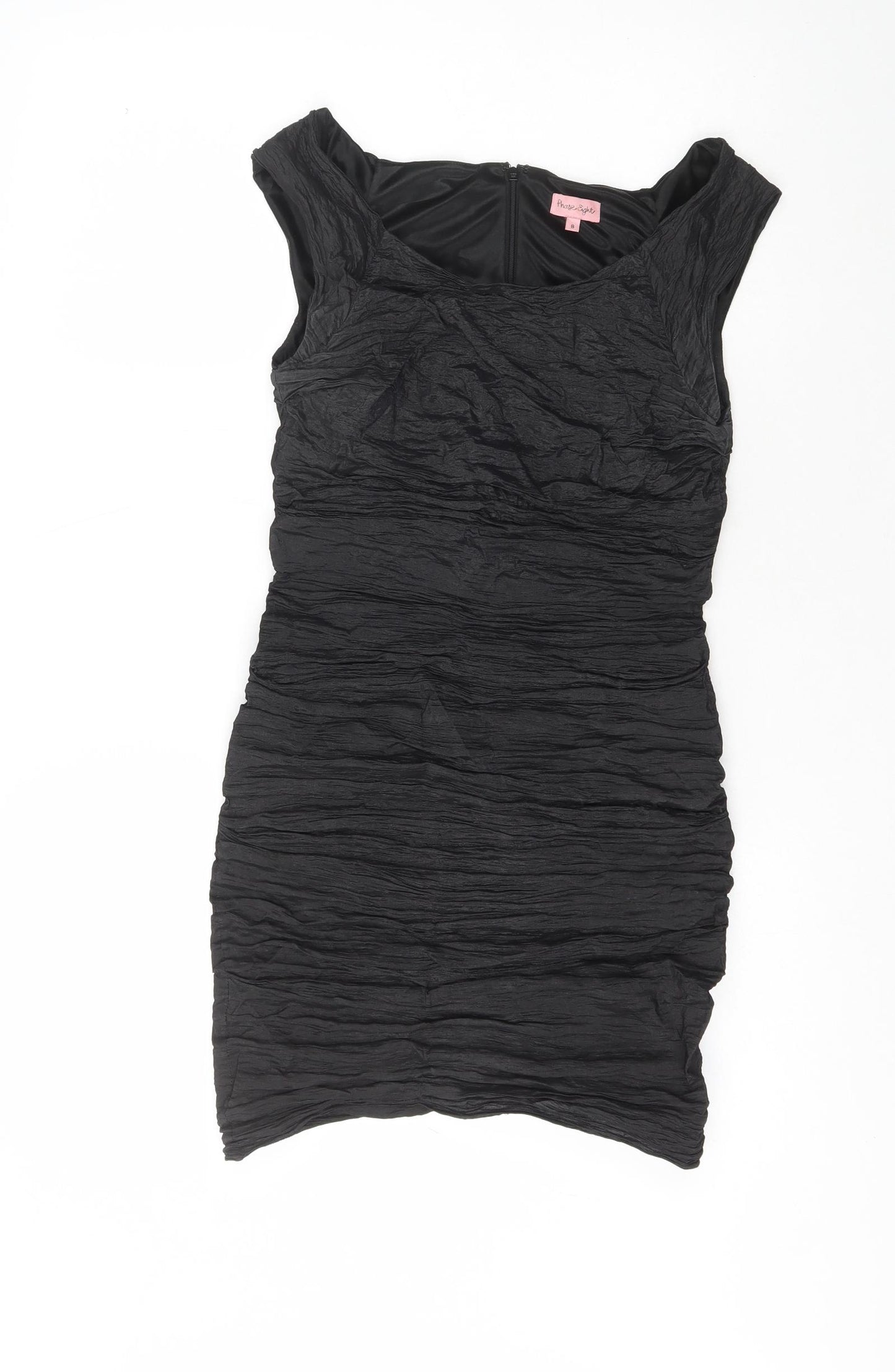 Phase Eight  Womens Black  Nylon Slip Dress  Size 8  Scoop Neck