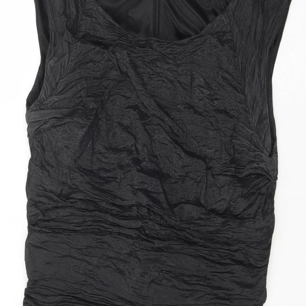 Phase Eight  Womens Black  Nylon Slip Dress  Size 8  Scoop Neck