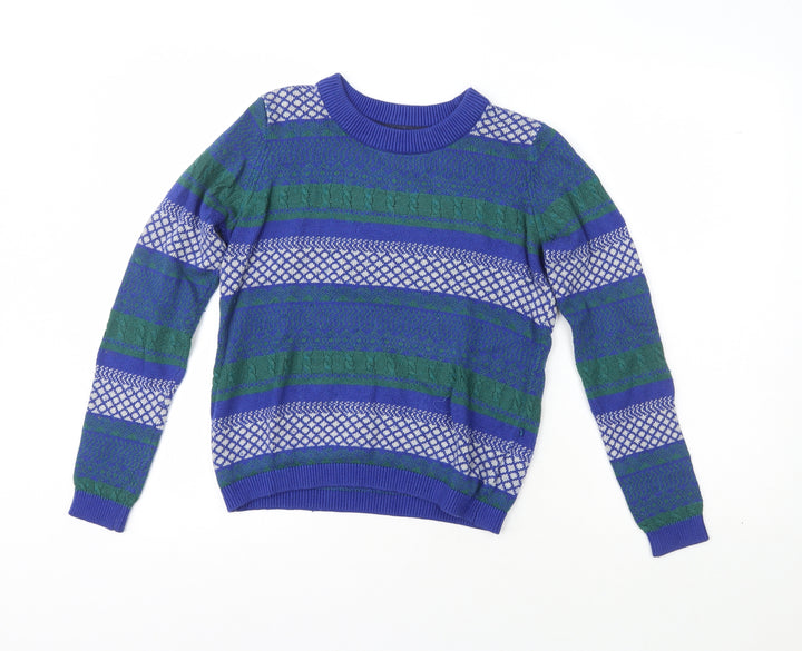 Dickins & Jones  Womens Multicoloured Crew Neck Fair Isle Nylon Pullover Jumper Size M