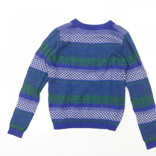 Dickins & Jones  Womens Multicoloured Crew Neck Fair Isle Nylon Pullover Jumper Size M