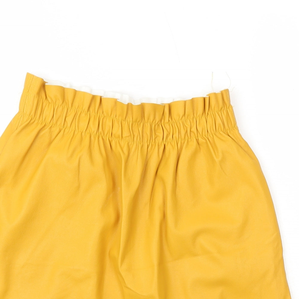 Preworn Womens Yellow  Polyester Mini Skirt Size S