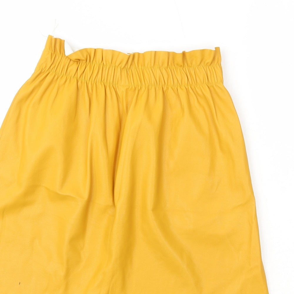 Preworn Womens Yellow  Polyester Mini Skirt Size S