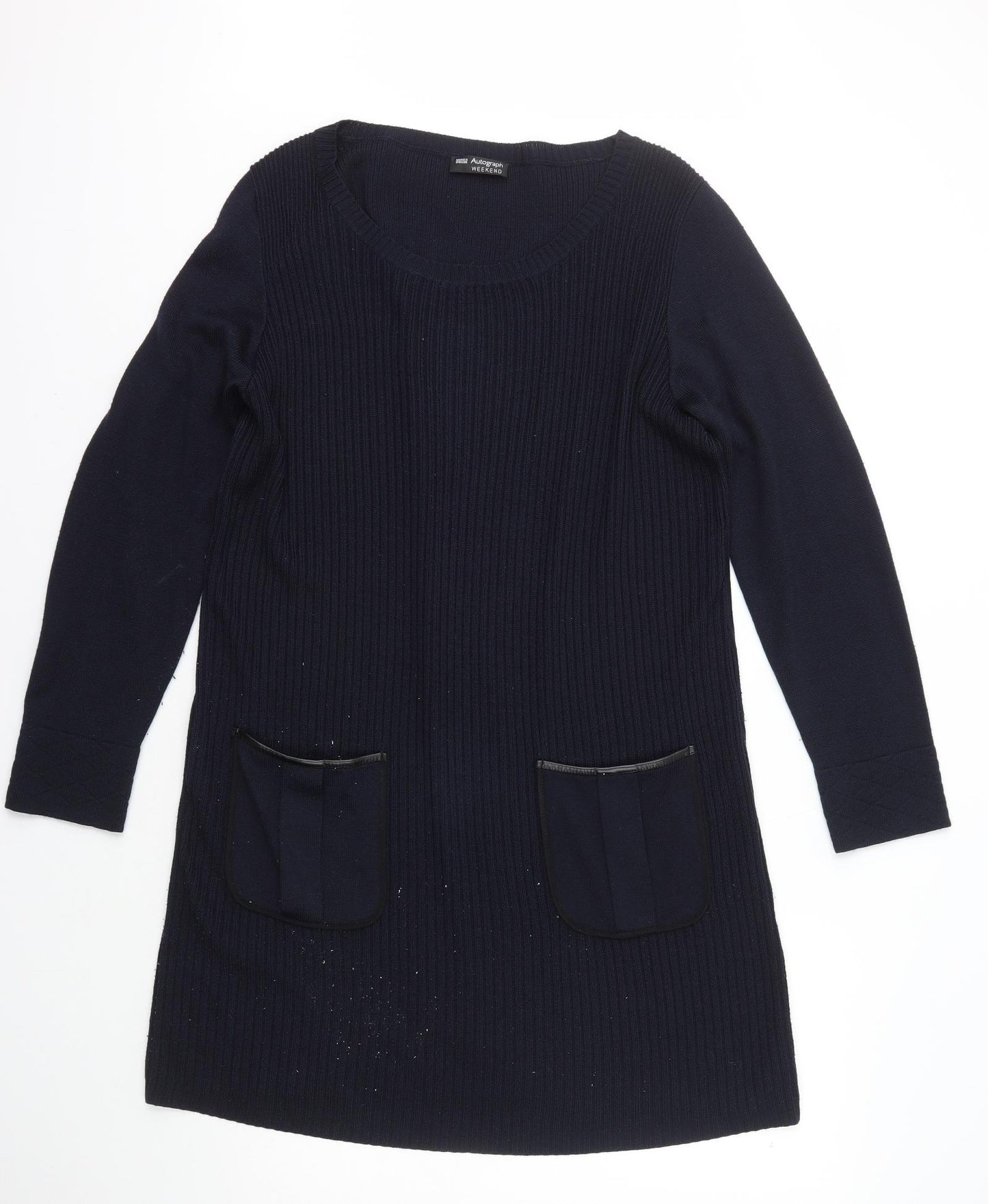 Marks and Spencer Womens Blue Scoop Neck  Acrylic Pullover Jumper Size 20