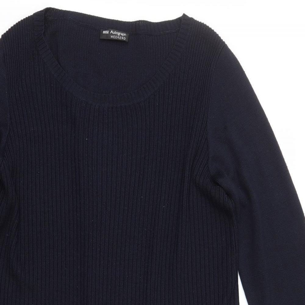 Marks and Spencer Womens Blue Scoop Neck  Acrylic Pullover Jumper Size 20