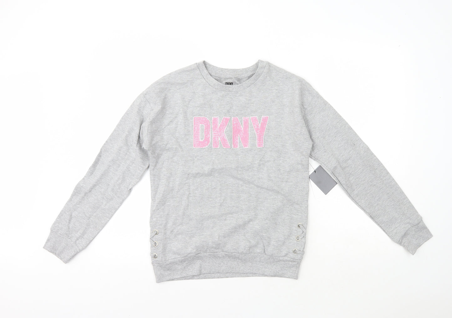 DKNY Girls Grey  Cotton Pullover Sweatshirt Size 12 Years   - DKNY
