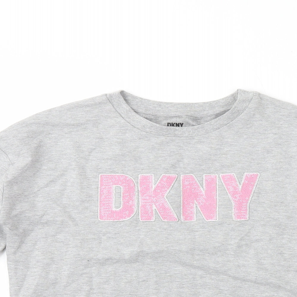 DKNY Girls Grey  Cotton Pullover Sweatshirt Size 12 Years   - DKNY