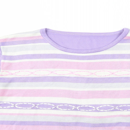 Preworn Womens Multicoloured Crew Neck Striped Acrylic Pullover Jumper Size S