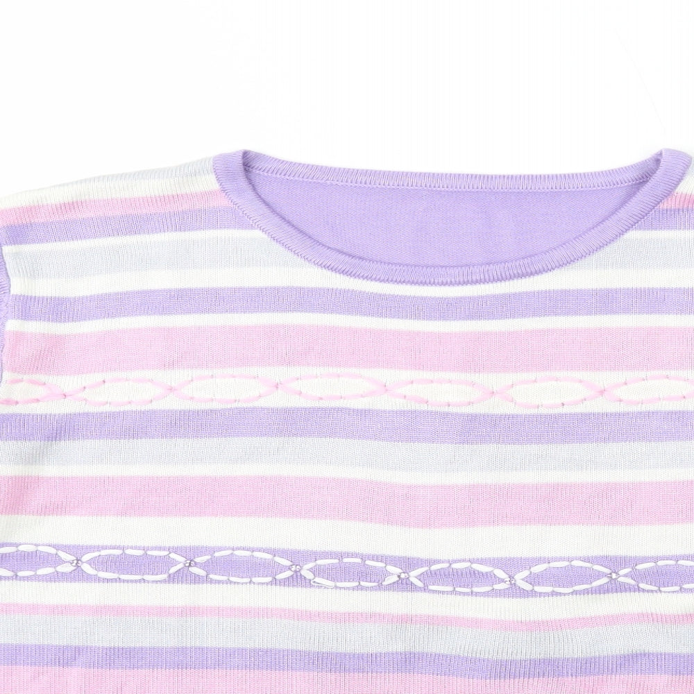 Preworn Womens Multicoloured Crew Neck Striped Acrylic Pullover Jumper Size S
