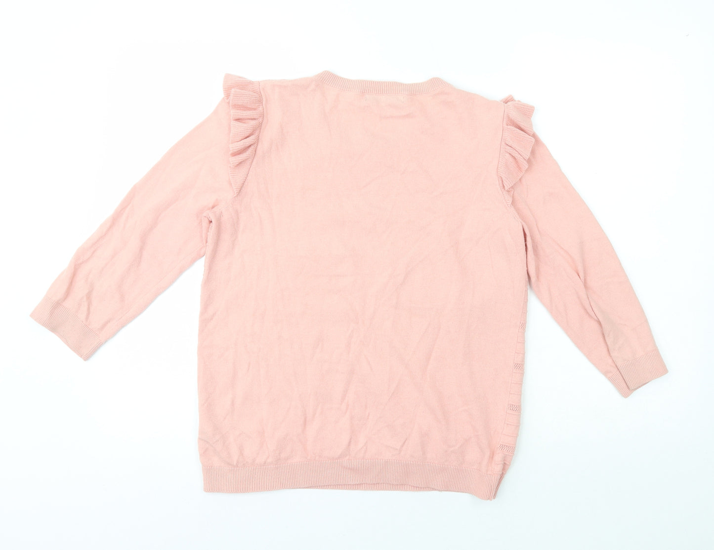 Dunnes Womens Pink Crew Neck  Cotton Pullover Jumper Size M