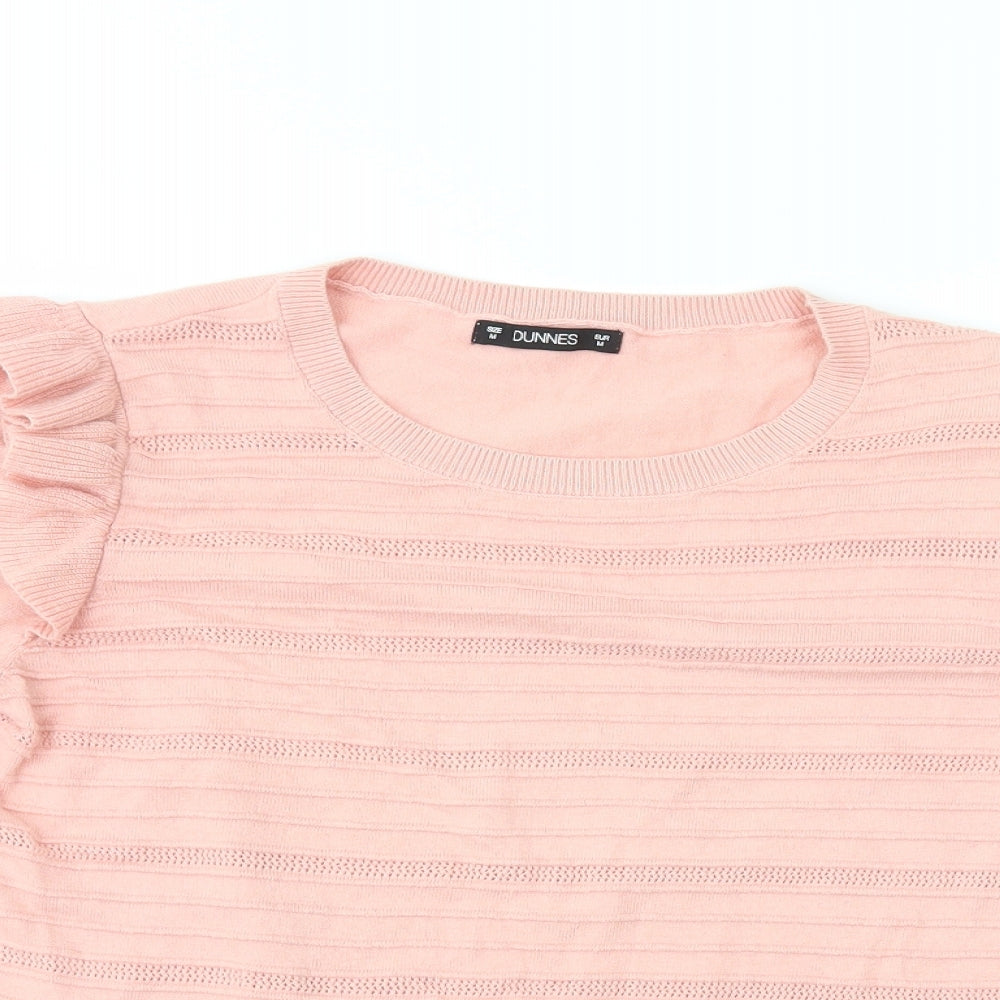 Dunnes Womens Pink Crew Neck  Cotton Pullover Jumper Size M