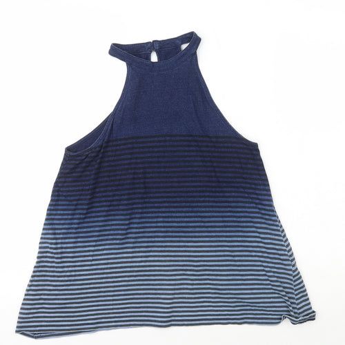 New Look Womens Blue  100% Cotton Basic Tank Size 6 Crew Neck