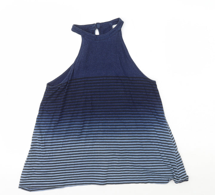 New Look Womens Blue  100% Cotton Basic Tank Size 6 Crew Neck