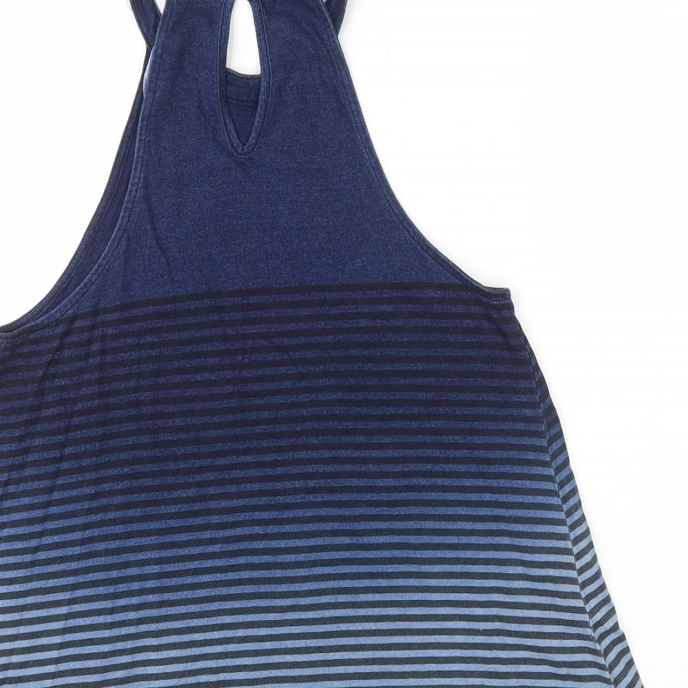 New Look Womens Blue  100% Cotton Basic Tank Size 6 Crew Neck