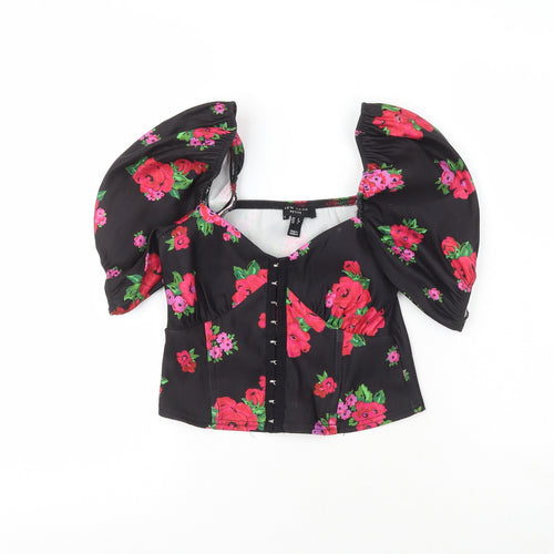 New Look Womens Multicoloured  Polyester Cropped Blouse Size 6 Off the Shoulder - Flowers