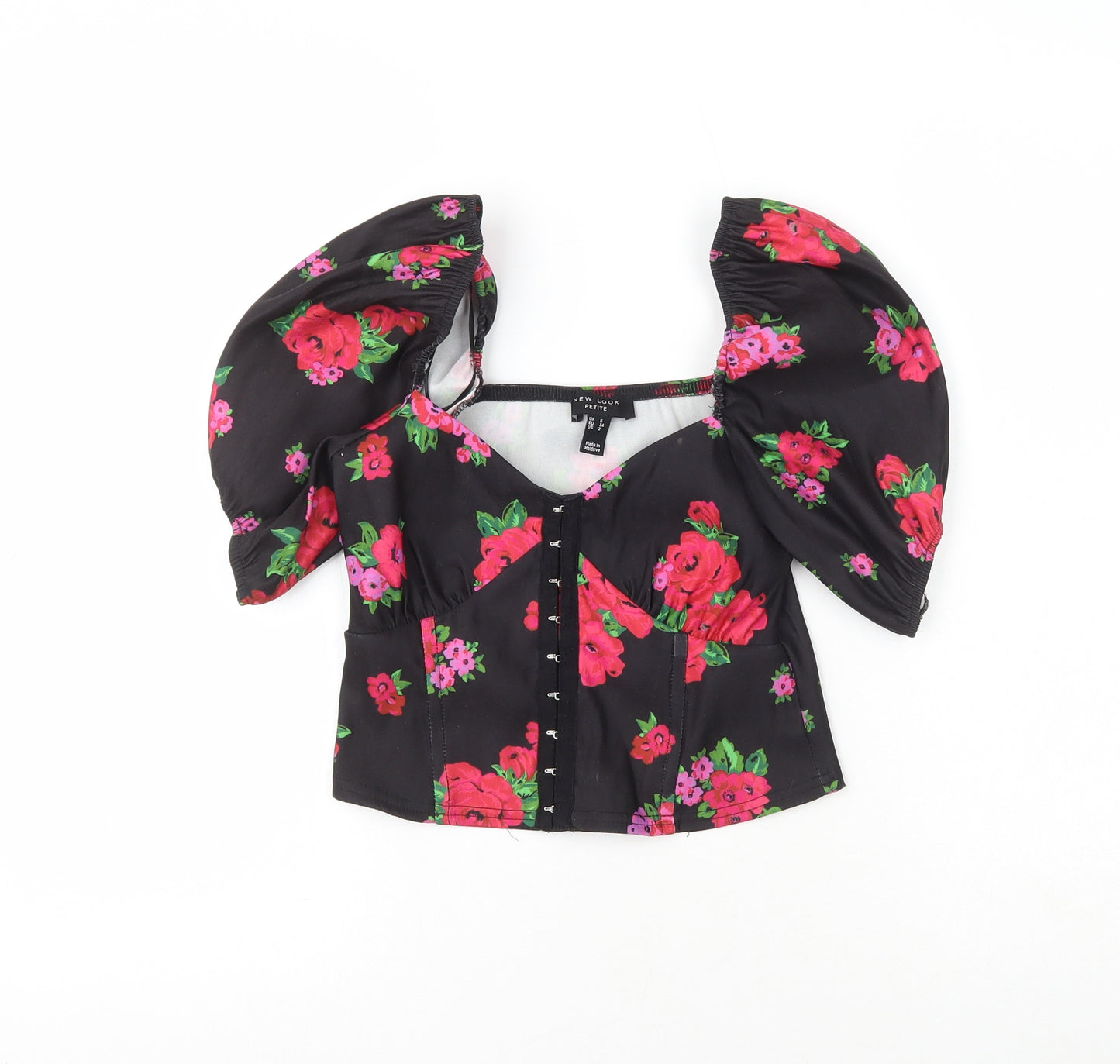 New Look Womens Multicoloured  Polyester Cropped Blouse Size 6 Off the Shoulder - Flowers