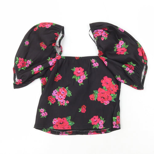 New Look Womens Multicoloured  Polyester Cropped Blouse Size 6 Off the Shoulder - Flowers