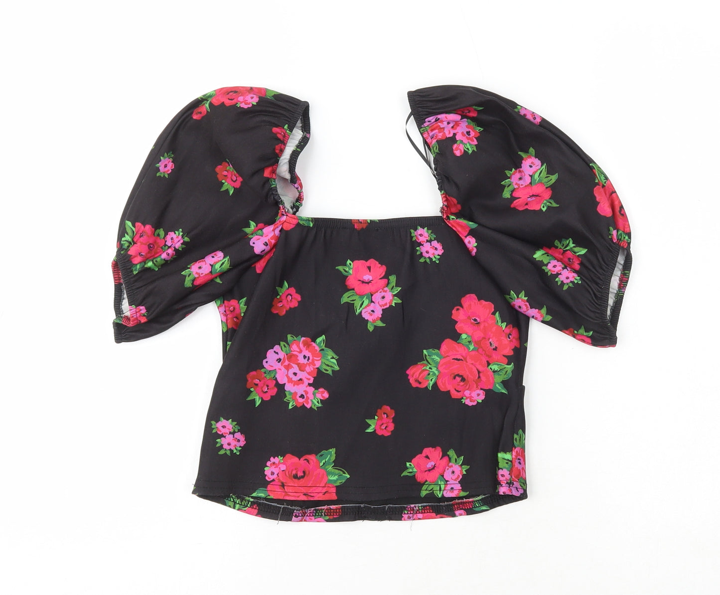 New Look Womens Multicoloured  Polyester Cropped Blouse Size 6 Off the Shoulder - Flowers