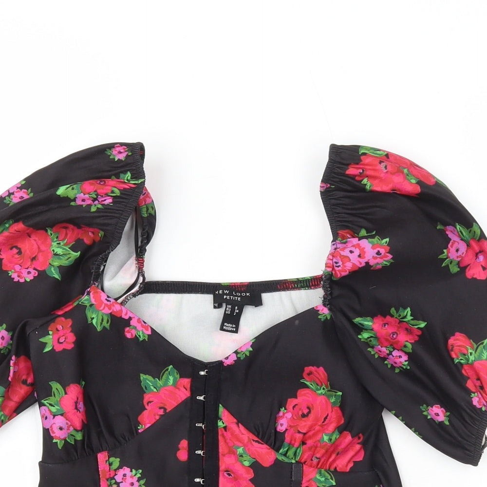 New Look Womens Multicoloured  Polyester Cropped Blouse Size 6 Off the Shoulder - Flowers