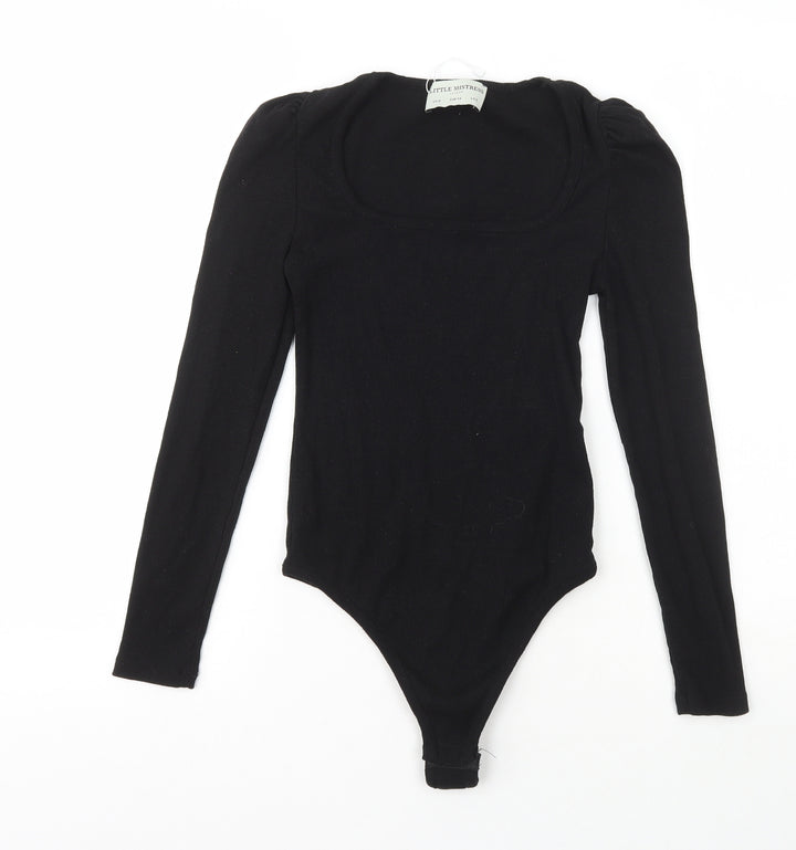 Little Mistress Womens Black  Cotton Bodysuit One-Piece Size 6
