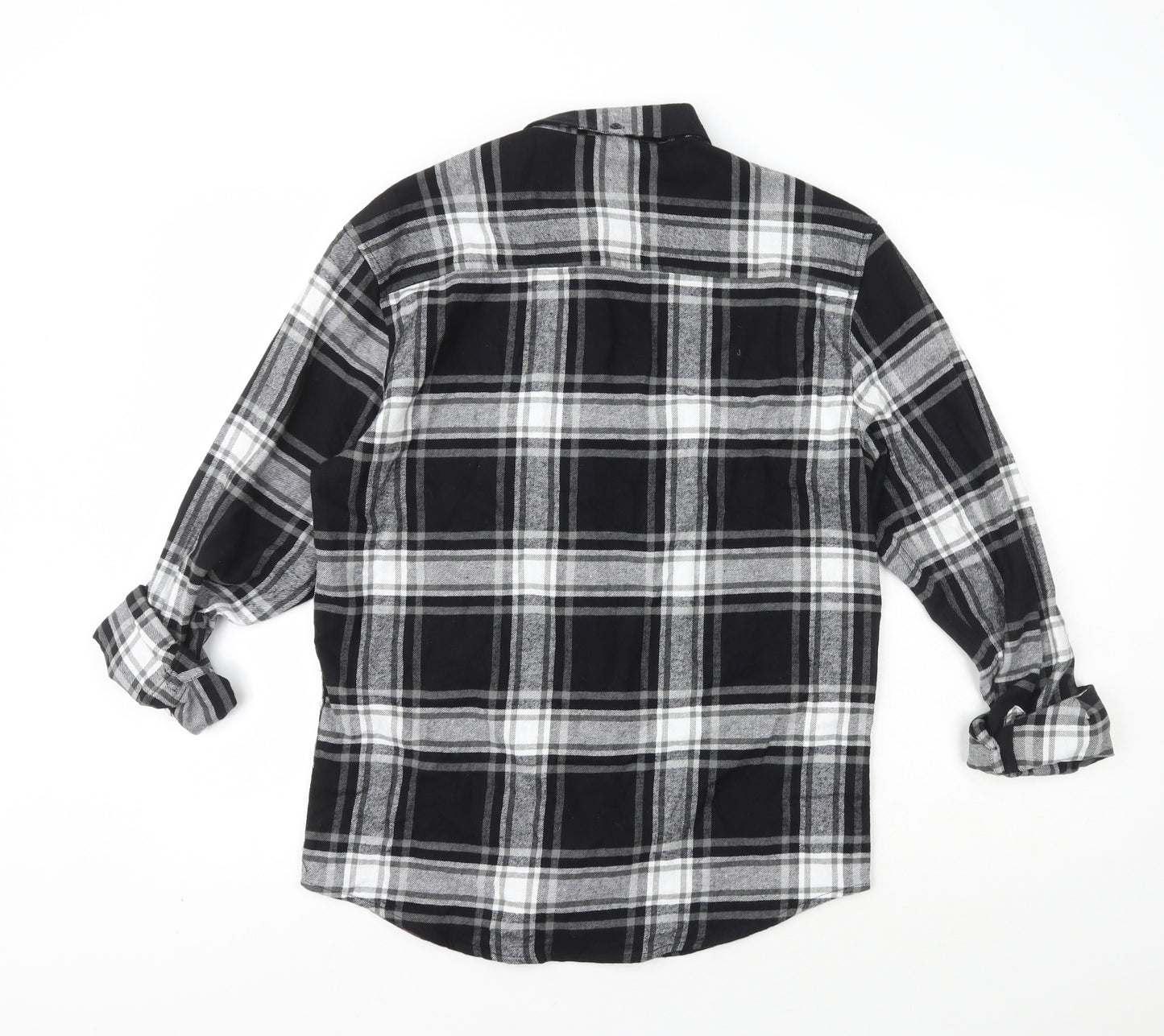 Primark Womens Black Check 100% Cotton Basic Button-Up Size S Collared