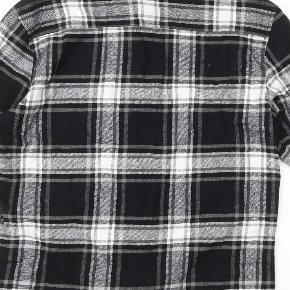 Primark Womens Black Check 100% Cotton Basic Button-Up Size S Collared
