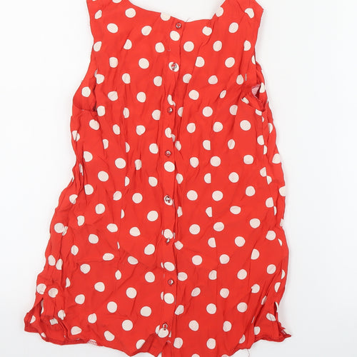 Billie & Blossom Womens Red Polka Dot Viscose Basic Blouse Size 10 Round Neck